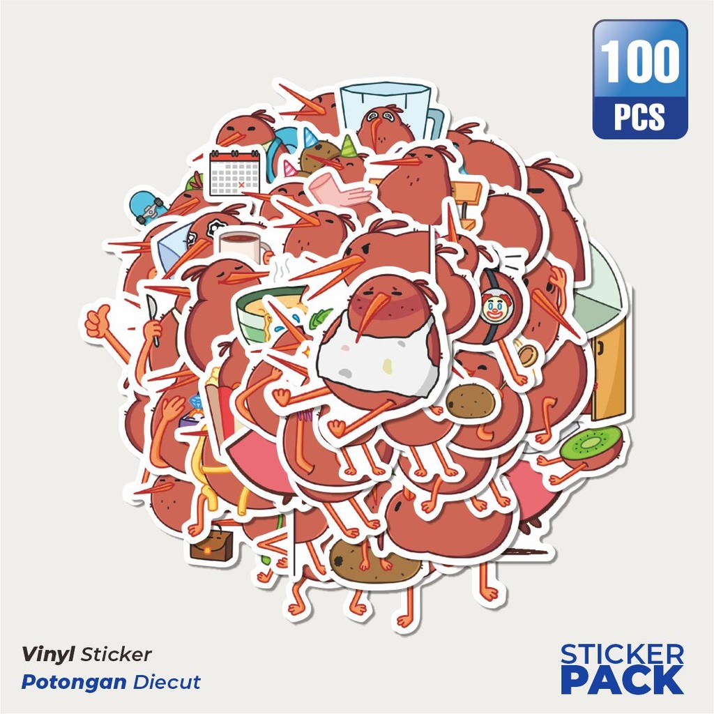 

Stiker Vinyl Stiker Kartun Funny Kiwi Waterproof Aesthetic- Untuk Laptop, Motor, dan Helm - Paper Stationery Pack