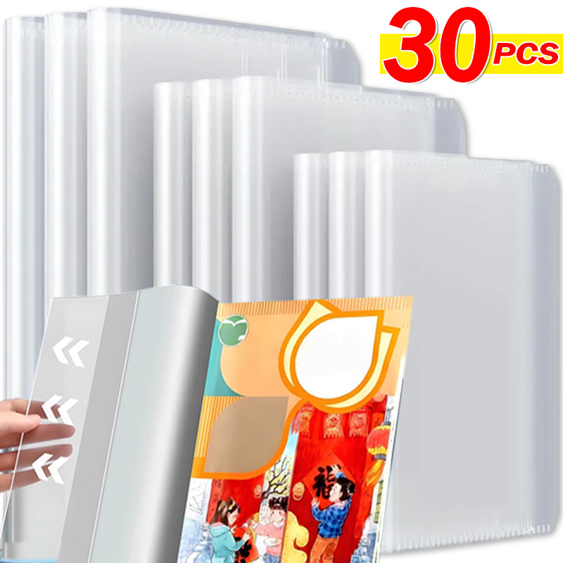 

10/30PCS A4/16K/22K Transparent Book Cover Self-Adhesive Closure Students Waterproof Notebook PVC Protective Skin Sleeve Wrap