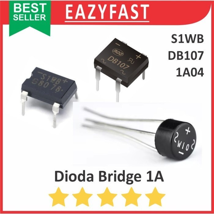 Dioda Kiprok Bridge 1A 1 A Ampere Diode Rectifier S1WB DB107 1A04 Jembatan Penyearah AC DC Sisir Mej