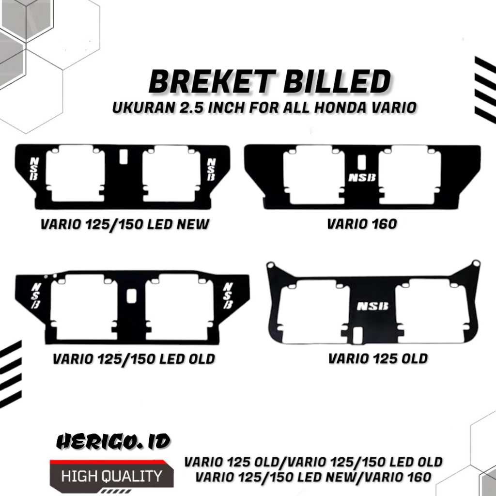 Breket Bracket Dudukan Lampu Projie Biled 2,5 Inch HID Vario 160/Vario 125 150 LED OLD/Vario 125 150