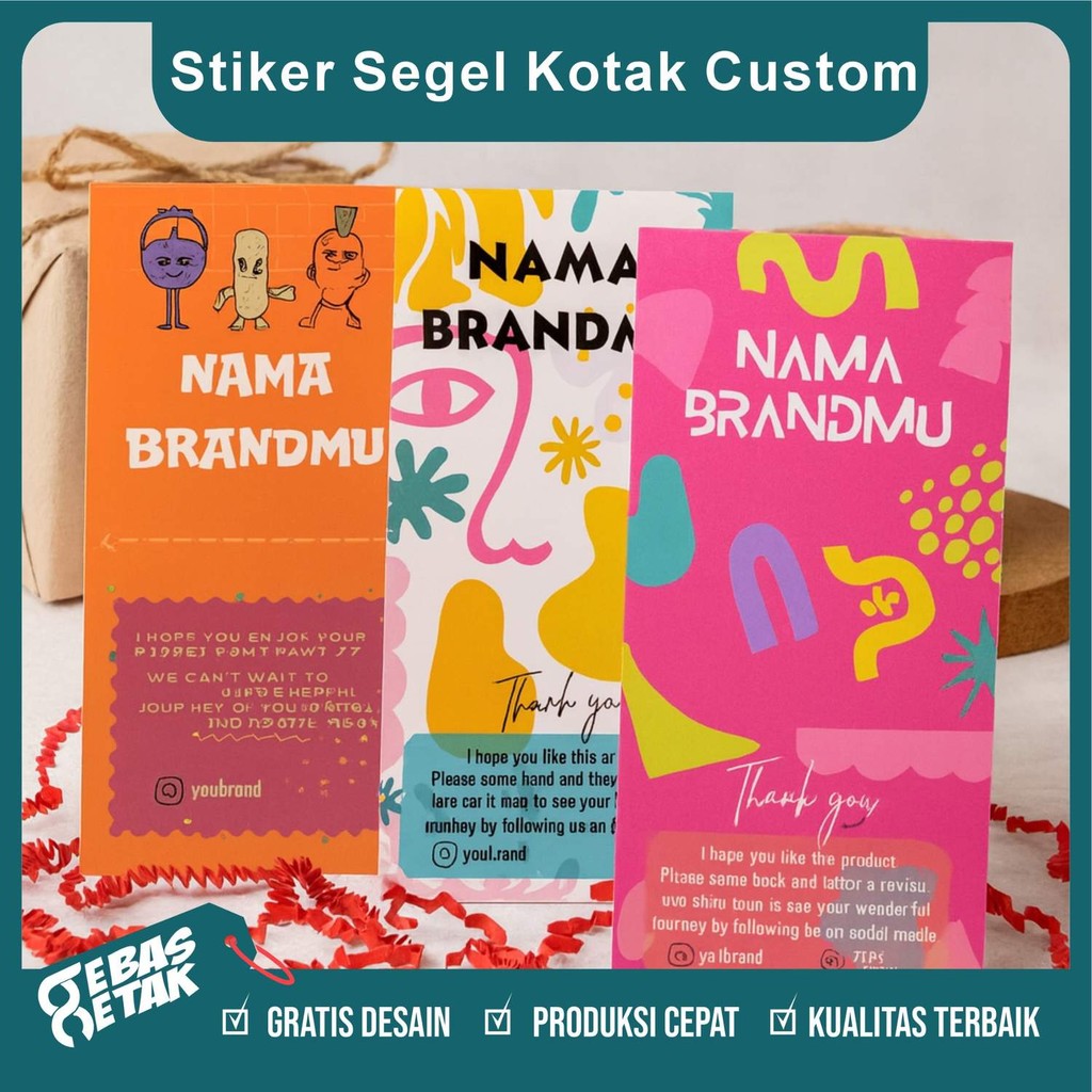 

Stiker Segel Kotak Custom untuk Box Makanan Kemasan Produk dan Hampers