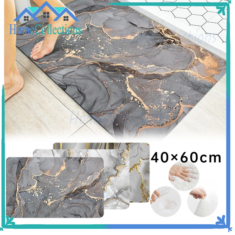 Kamar Mandi Keset Lantai Menyerap Air / Karpet Bermotif Marmer