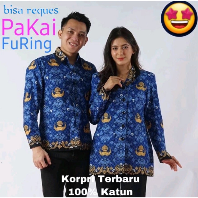 batik korpri kerah hitam terbaru full furing bahan semi sutra halus,nyaman di pake