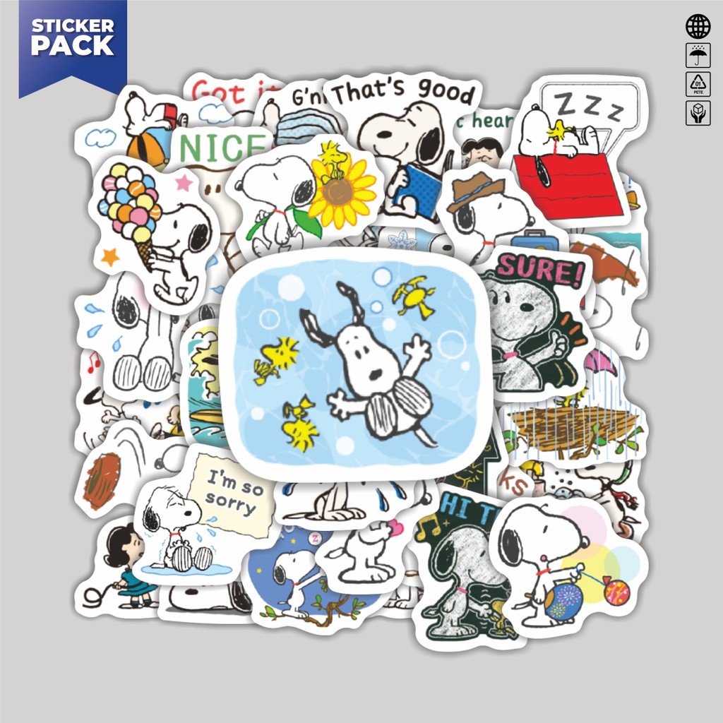 

[100PCS]Stiker Pack Stiker Kartun Snoopy V35 Aesthetic Vinyl Anti Air Dekorasi Sticker Laptop Buku Journal Koper Helm Casing HP Gitar Helm Skateboard
