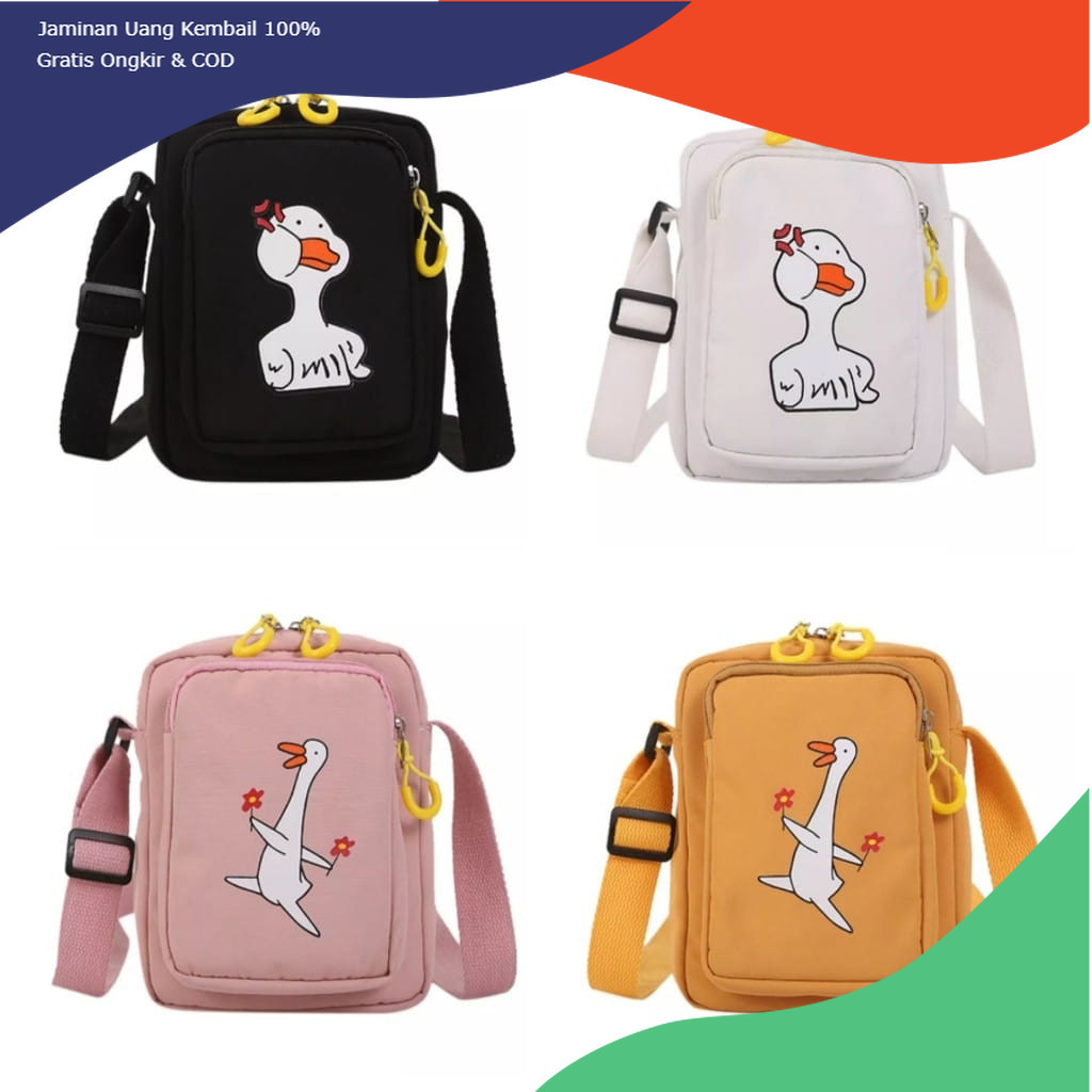 EL - Tas Selempang Anak Wanita  Pria Terbaru Kekinian Motif Carakter DONAL DUCK Korean Style