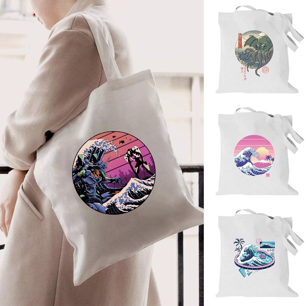 Tas Selempang / Bahu Wanita /Tote Bag Women's Bag Shopping Bag Casual Large-capacity white Canvas Co
