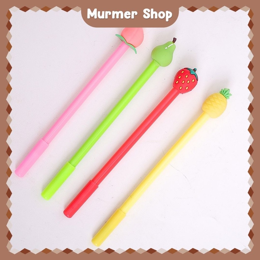 

Pena Gel Buah-Buahan (Strawberry, Nanas, Peach, Pear) Tinta Hitam Pulpen Fruit Lucu Warna warni Unik Aneh