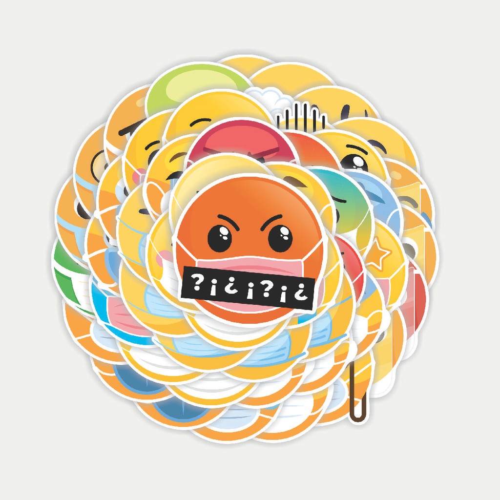

Sticker Pack Stiker Masker Emoji Random Dekorasi Lucu Kreatif untuk Notebook, Skateboard, HP