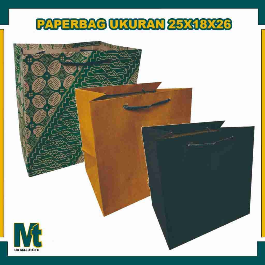 

Paper Bag 25X18X26 Cm (PAKET 12 PCS) / Tas Kertas / Tas Kado / Tas Souvenir