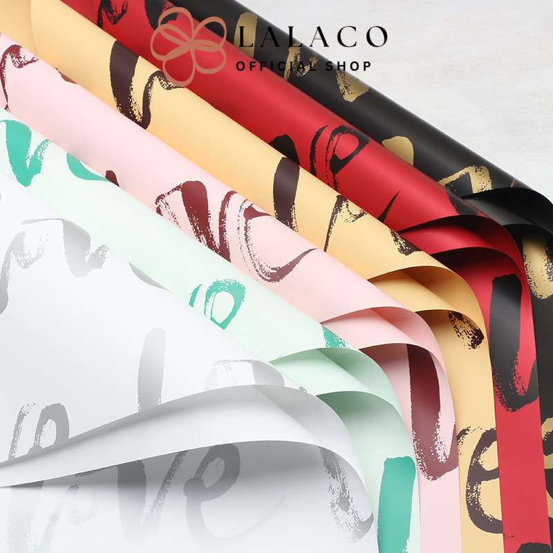

LALACO - FL48 TULISAN LOVE Kertas Bunga Paper Buket Motif Cellophane