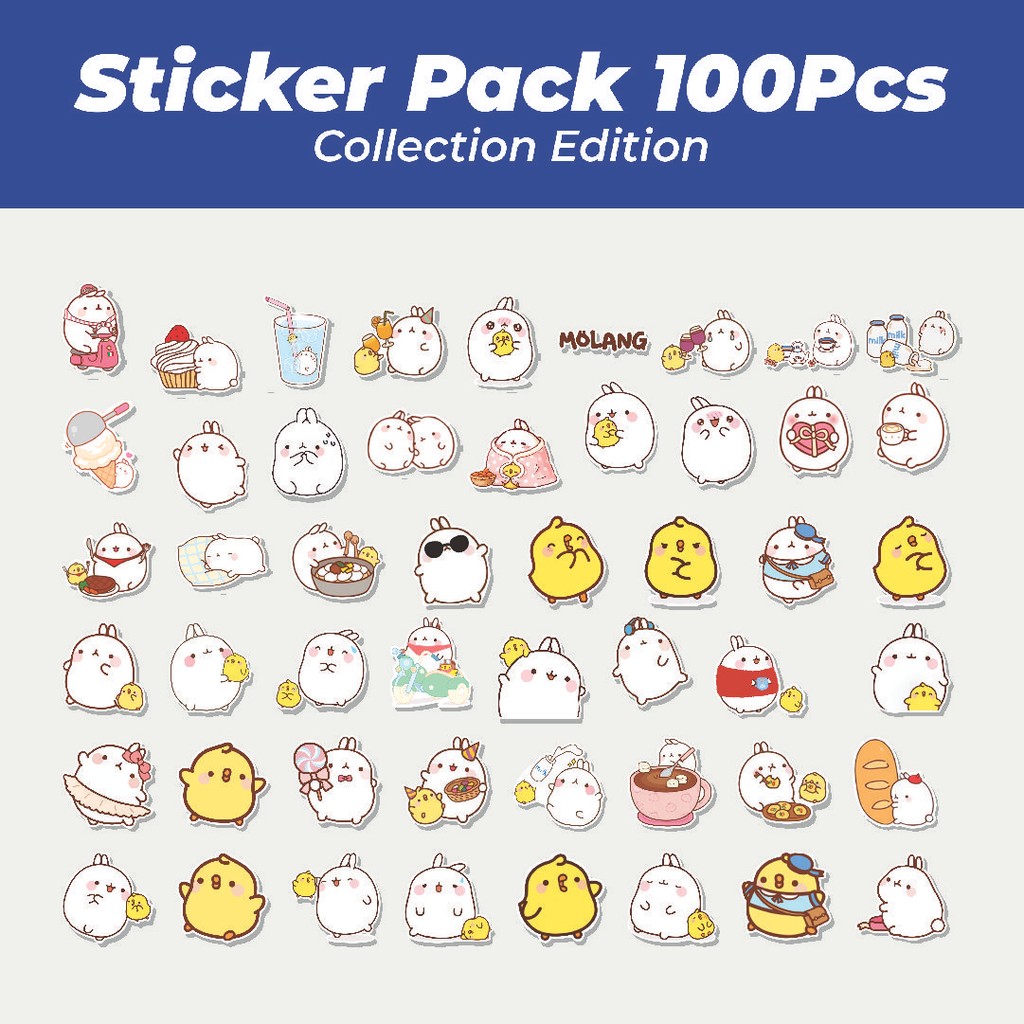 

Hot Stiker Kartun Molang & Piu Piu Lucu Anti Air Stikers Berperekat Waterproof Sticker Decal Buat Motor Helm Buku Journal Koper Casing HP Laptop Botol Minum