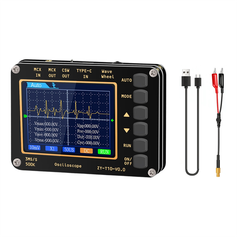A74E-Rechargeable Digital Handheld Oscilloscope 2.8-Inch LCD 3MS/S Sampling Rate 500Khz Bandwidth AU