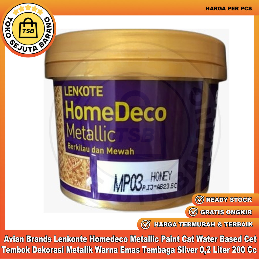 Avian Brands Metallic Paint 200 Cc Cat Lenkonte Homedeco 0,2 Liter Water Based Tembok Dekorasi Metal
