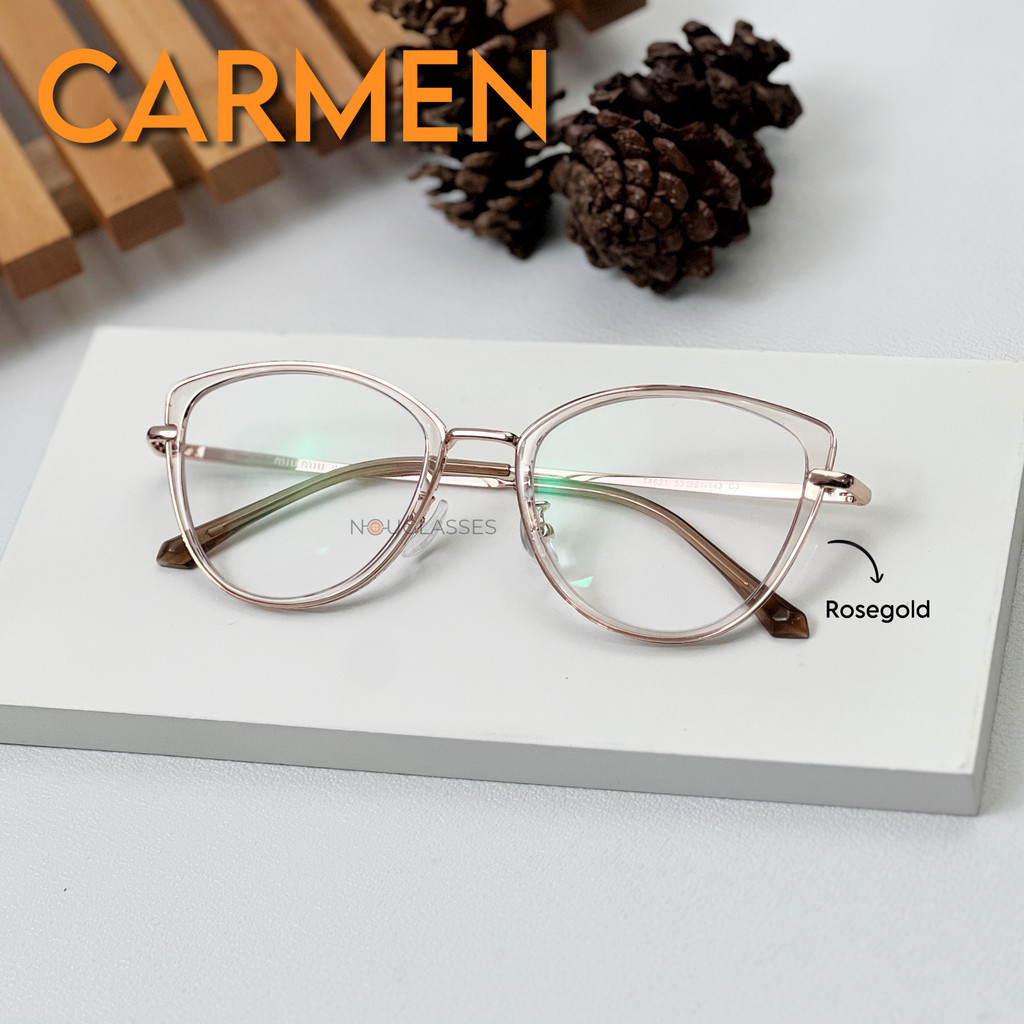 CARMEN (RoseGold) - Kacamata Perempuan Cat Eye Gadget Office Series Photocromic Antiradiasi Anti Emb