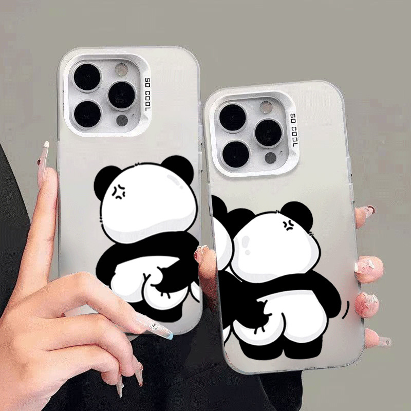 ✨Hadiah Couple✨Casing Couple iPhone All Type PANDA SoftCase Lucu untuk iPhone 16 13 11 15 pro xs XR 