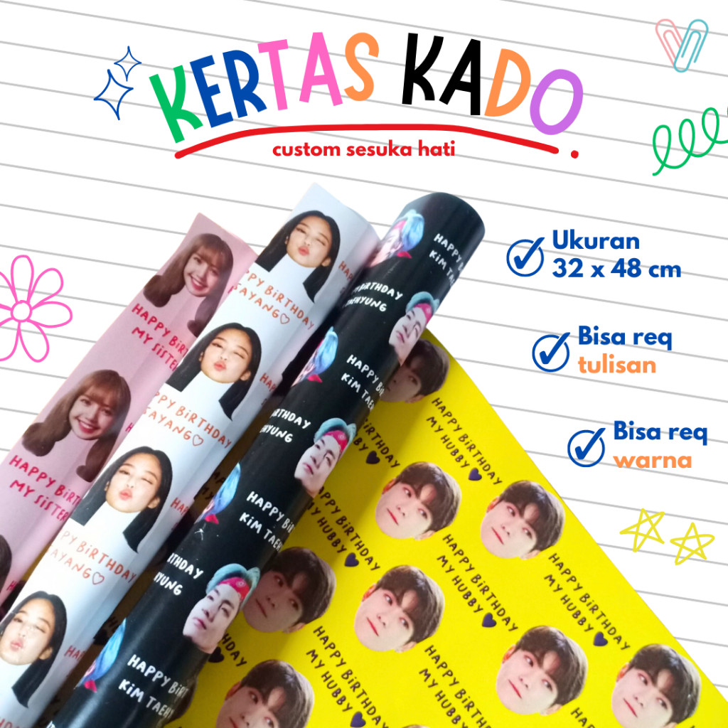 

Kertas Kado Custom Cetak Foto Photobooth Photobook Polaroid Photostripe Kemasan Murah Jelifish.Store