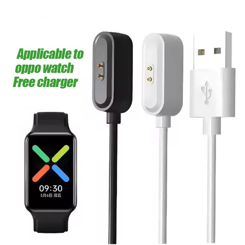 Kabel Charger Magnetic 1 Meter 2 PIN Warna Hitam/Putih – USB Fast Charging untuk Oppo Watch/Band, Ko