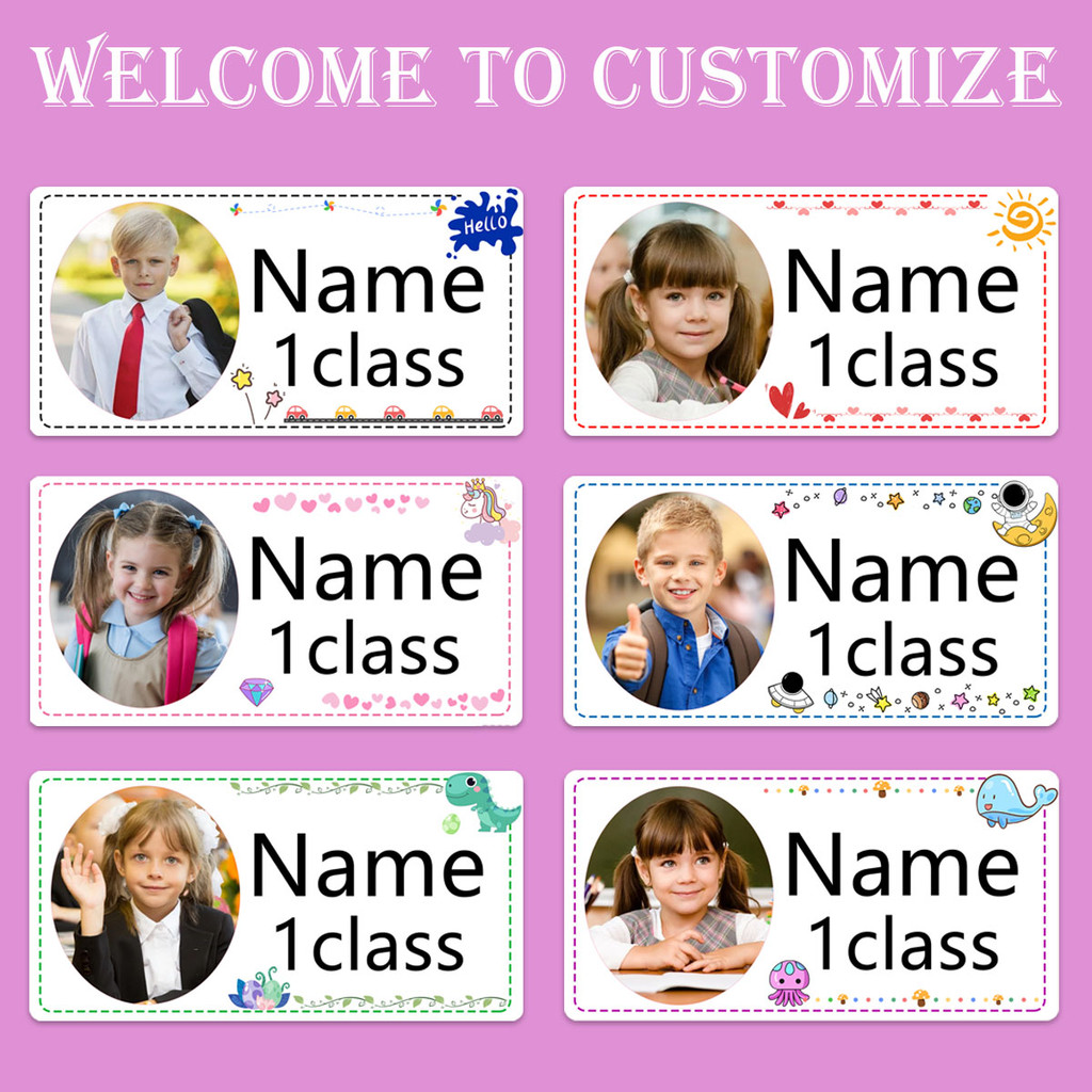 

Personalized photos Label Stickers Custom Name Stickers for Water Bottles, and Children's Stationery Waterproof good quality ZP1