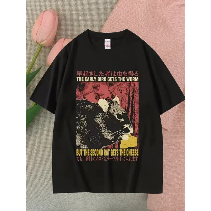 Berbagai Pola Kaos Pendek 100%-Katun Lucu Gaya Retro Amerika Grafis Kaos Santai Unisex Kaos Oversize