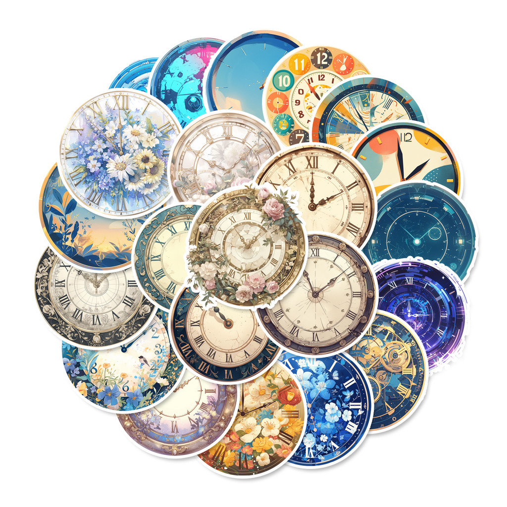 

50pcs Clock Watch Graffiti Stickers Decoration Guitar Luggage DIY Waterproof Stickers
