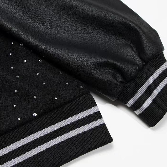 jaket cowok baseball jacket pria varsity wool kancing tekan mewah