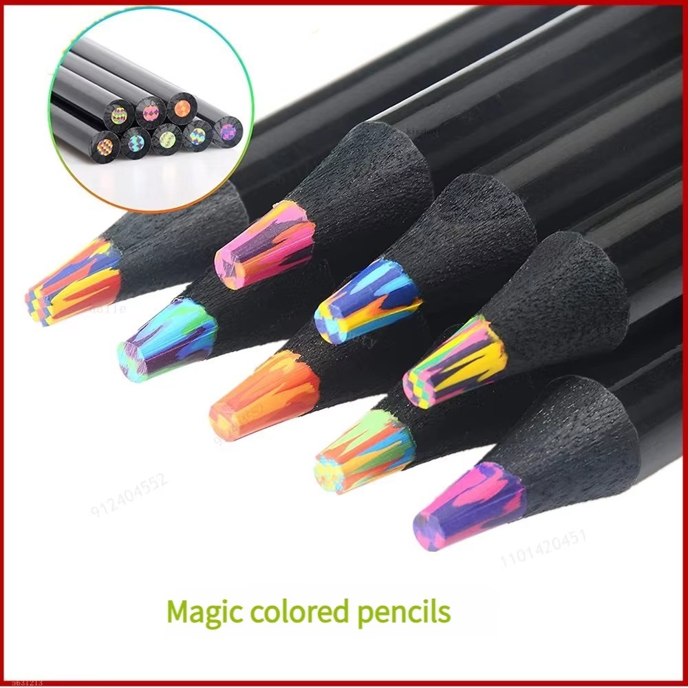 

8 Pcs Magic Rainbow Pencils In Different Colors Wooden Colored Rainbow Pencils for Sketching, Doodling, Coloring, Painting