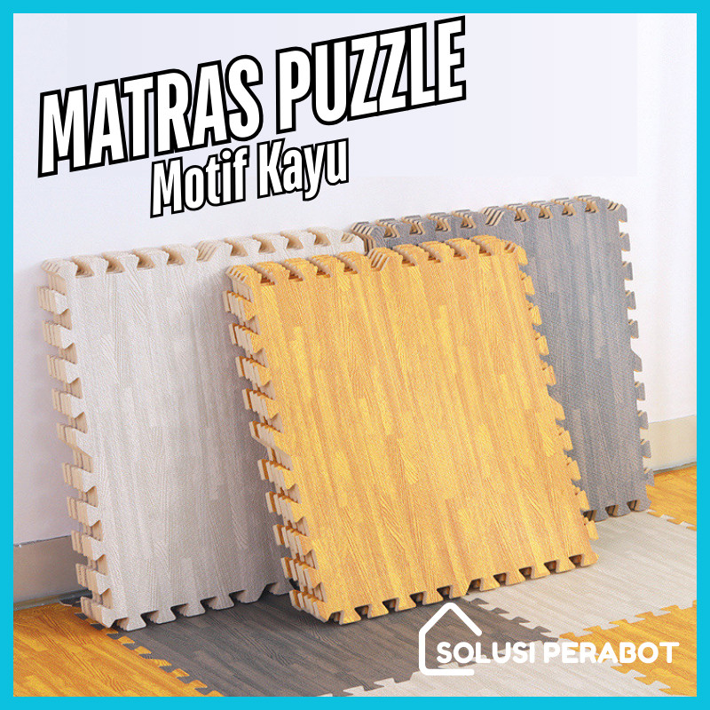 SPS - Matras Puzzle 30x30 cm Motif Kayu Playmate Alas Bermain Anak Bayi Tummy Time Tebal 1cm
