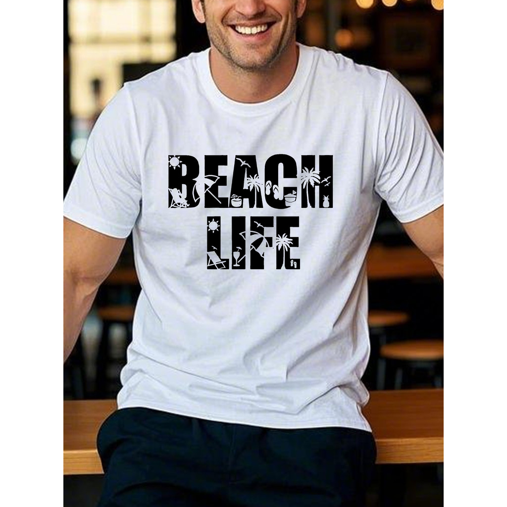 Kaos Pria Pantai Distro | Baju Kaos Lengan Pendek Keren