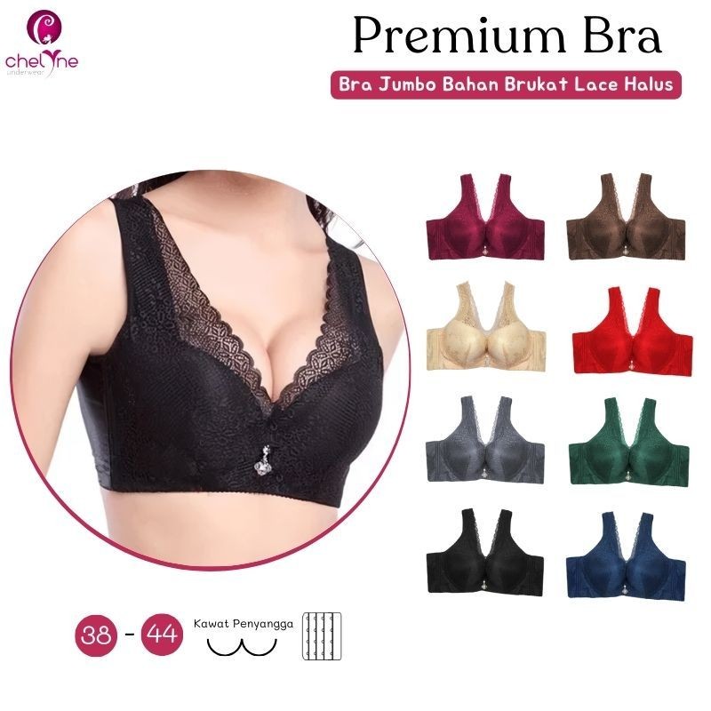 BH Premium X6010 Brukat Lace Mix Spandex Dengan Kawat Penyangga Full Cup - Big Size Bra 38/44 Cup C