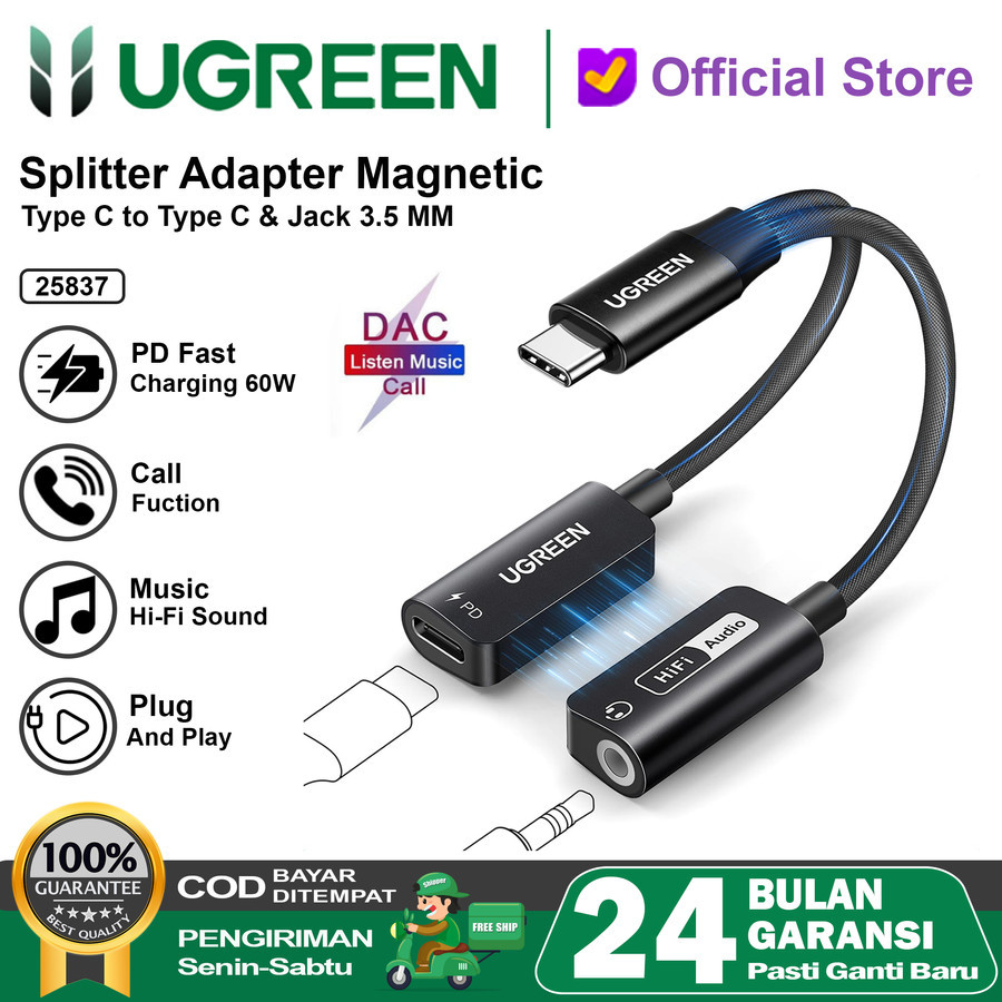 UGREEN Converter Splitter Iphone Type C To Jack 3.5mm DAC Open MIC