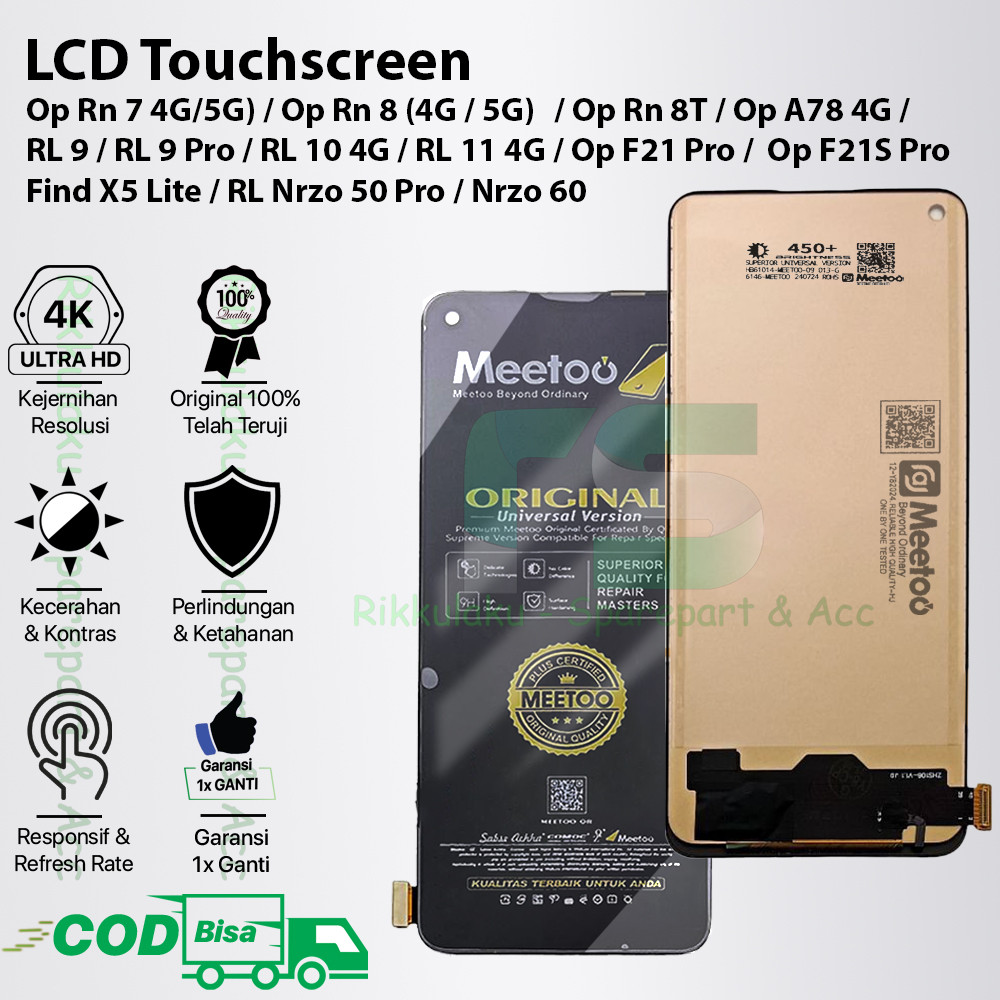 LCD Touchscreen Reno 7 / Reno 7 SE / Reno 8 (4G/5G) / A78 (4G) / Realme 9 ( 9 Pro+ ) / Realme 10 / R