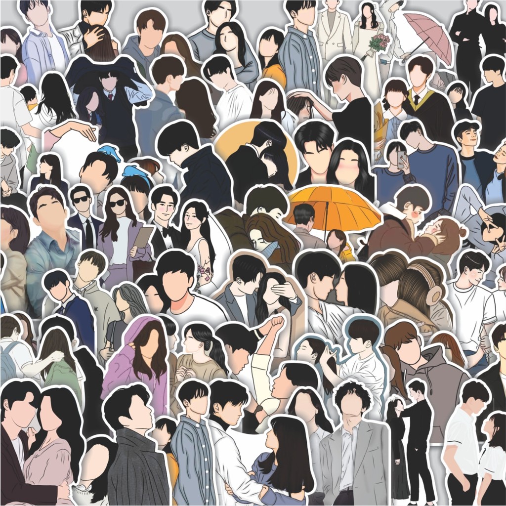 

Stiker Cutting Pack Stiker Korean Drama Couple Isi 100Pcs Series Aesthetic Lucu Keren Untuk Koper Bahan Vynil