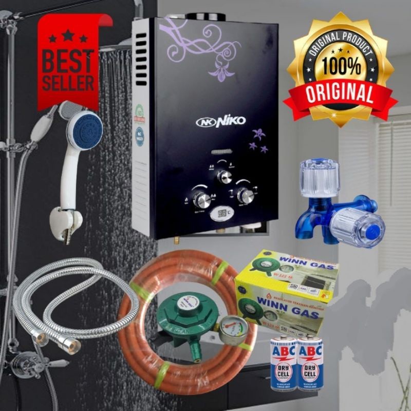 TERLARISWater Heater Niko Pemanas Air Kamar Mandi LED Warna HITAM