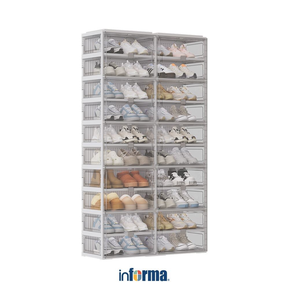 Informa Brooklyn Rak Sepatu Double Transparan Shoe Rack Organizer Sandal Sepatu Kabinet Alas Kaki Te