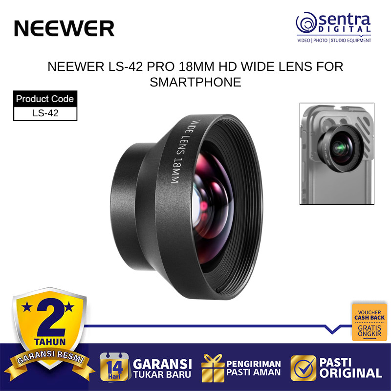 NEEWER LS-42 Pro 18mm HD Wide Lens for Phone Universal Wide Angle External Lens Mobile Photography X