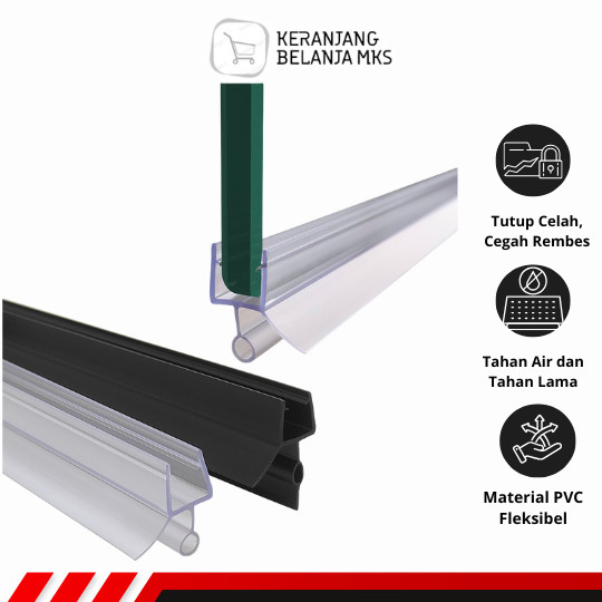 Seal Strip Penutup Celah Pintu Kaca Kamar Mandi PVC 50cm