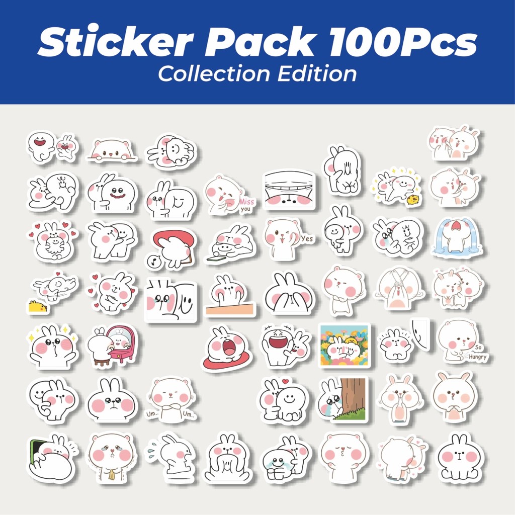 

Hot Funny Character Puffy Rabbit Lucu Anti Air Stikers Berperekat Waterproof Sticker Decal Buat Motor Helm Buku Journal Koper Casing HP Laptop Botol Minum