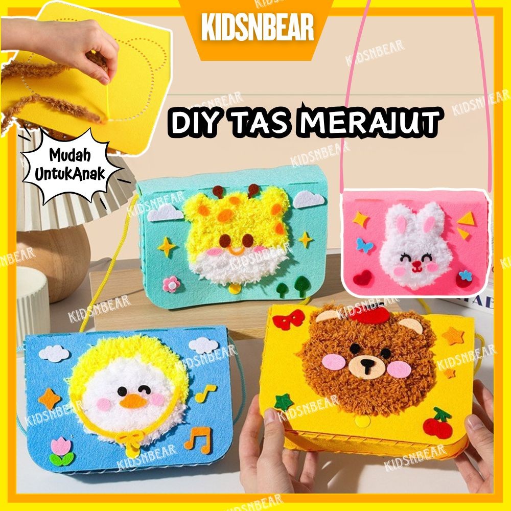 Mainan tas - DIY anak perempuan - Tas karakter - Prakarya anak merajut -327-DIY tas merajut