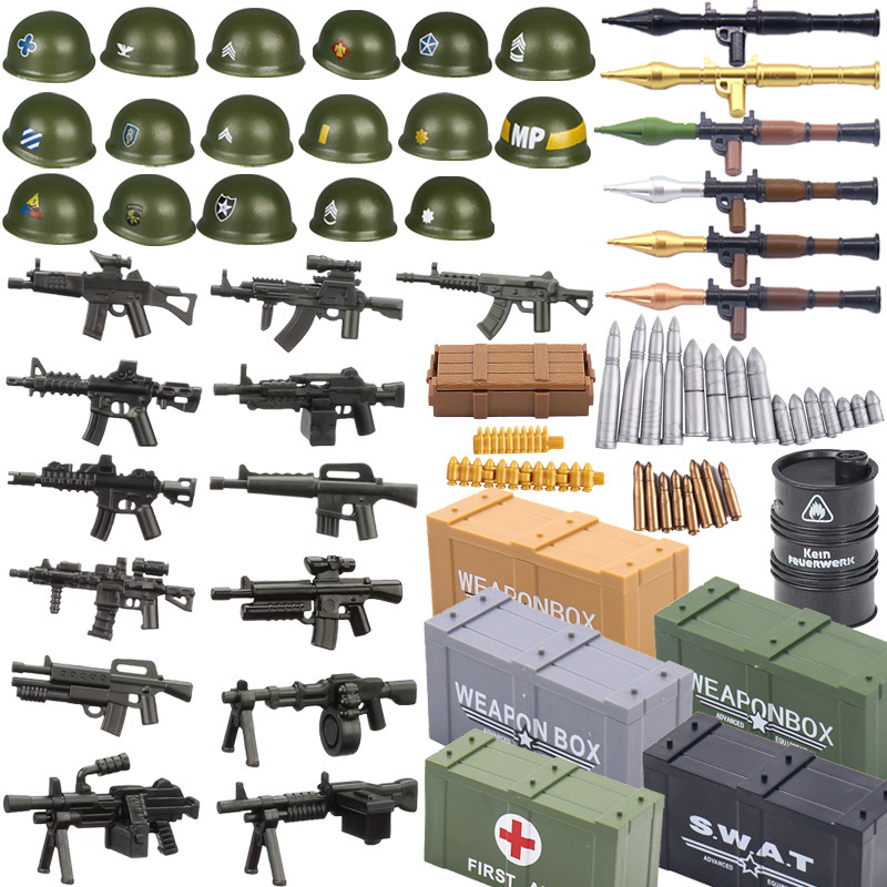 Military Buig Blocks Military Supplies Weapon Accessory Soler Colonel Helmet Gun Rifle M16 Weapon Bo