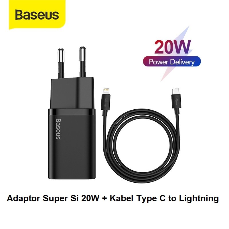 Baseus Original Super Si Charger 20W 3A TYPE C TO LIGHTNING PD Fast Charging Iphone 11 12 13 Kepala 