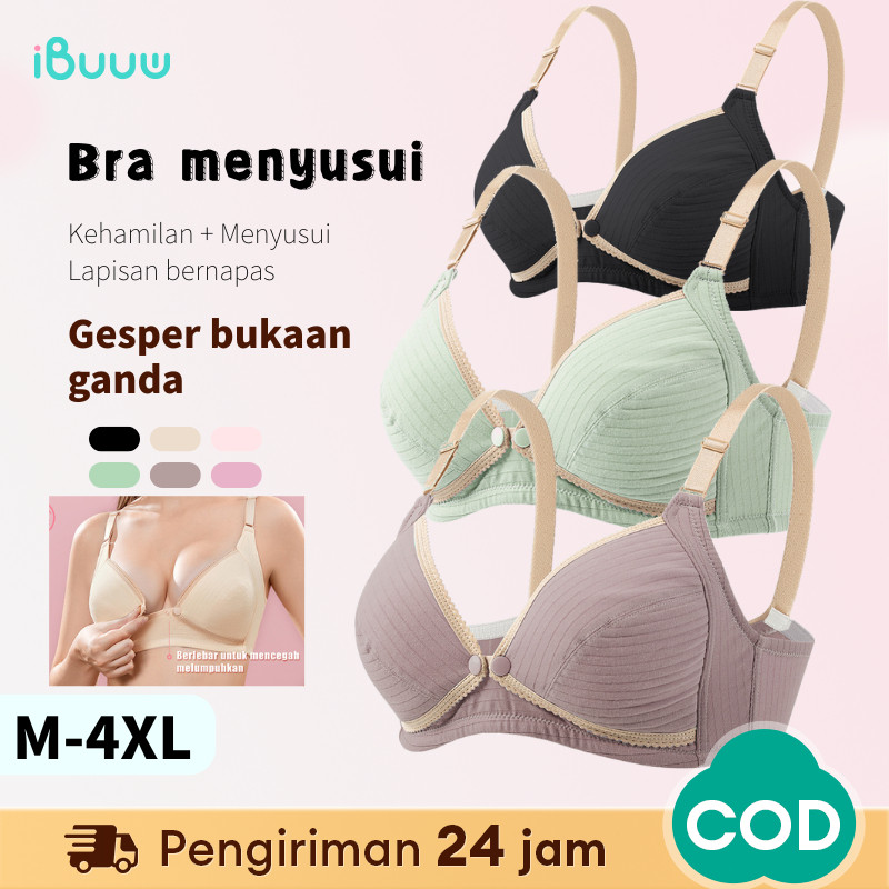 Cup B-C Nursing Bra Tanpa Kawat Bh Menyusui Kancing Depan Bra Menyusui Cup Satuan Bahan Katun Tipis