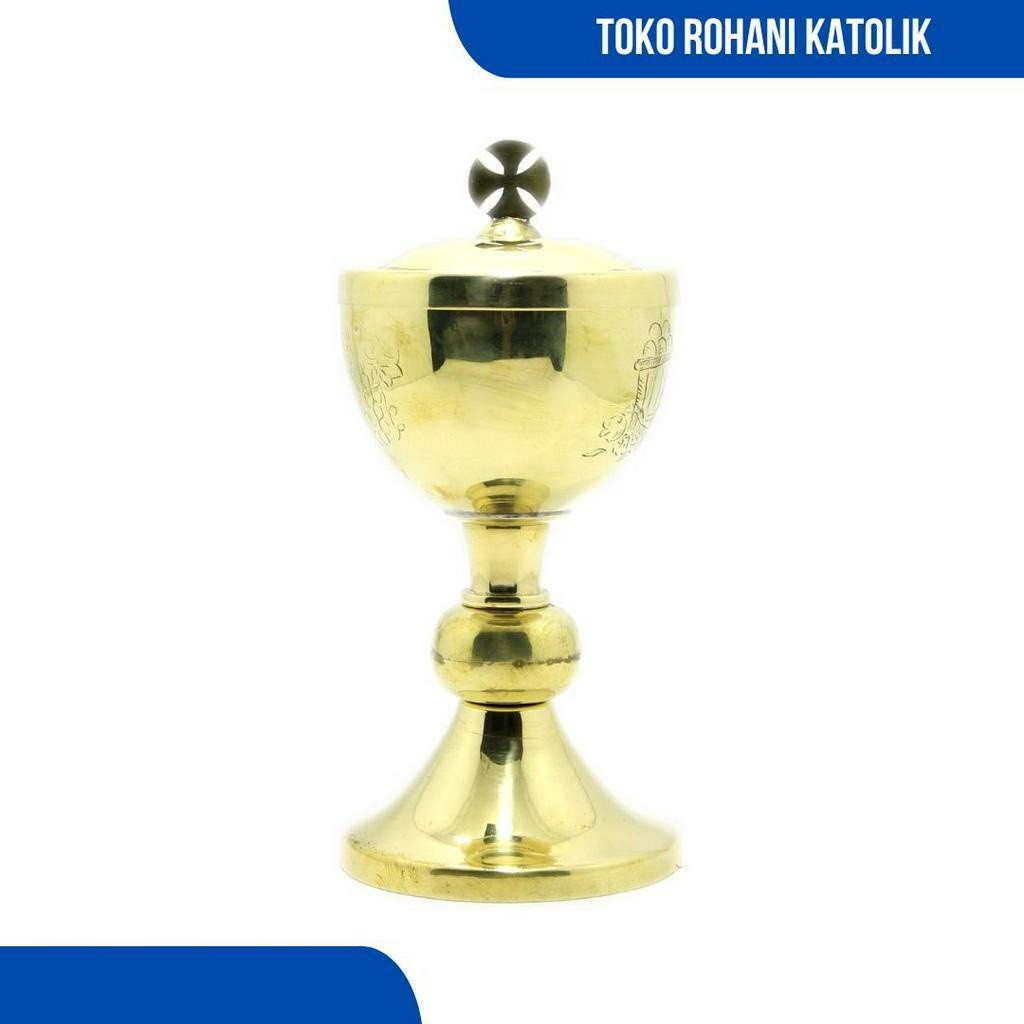 Ready SIBORI TEMPAT HOSTI KATOLIK / PERALATAN MISA KATOLIK / SIBORI KUNINGAN