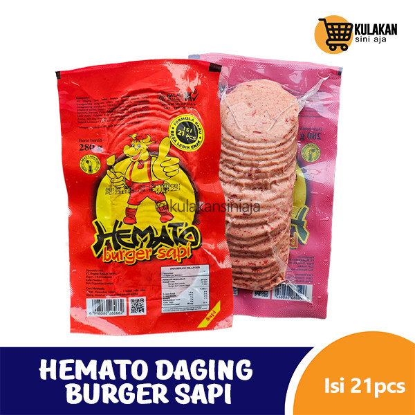 Hemato Daging Burger Sapi 280gr Isi 20 Beef Patties