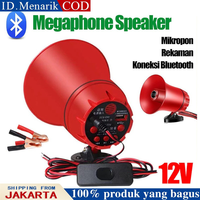 PIXELBYTE Ready ya,cod Toa Megaphone Megaphone Speaker Corong Sirine Bisa Rekam Suara Pengeras Suara