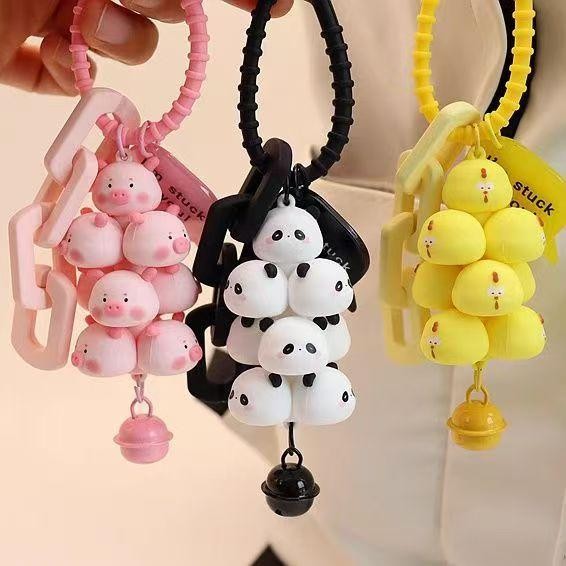 Hiasan Tali Porong Porong, Gelang Kunci Tanaman Bunga Anggrek, Gelang Kunci Panda, Hiasan Tas Hewan 