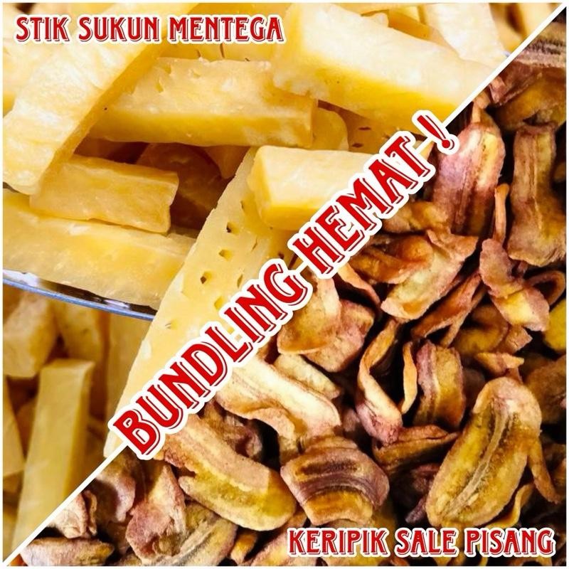 [BUNDLING HEMAT] Stik Sukun 250gram + Keripik Sale Pisang 250gr Super Renyah Kripik Camilan Cemilan 