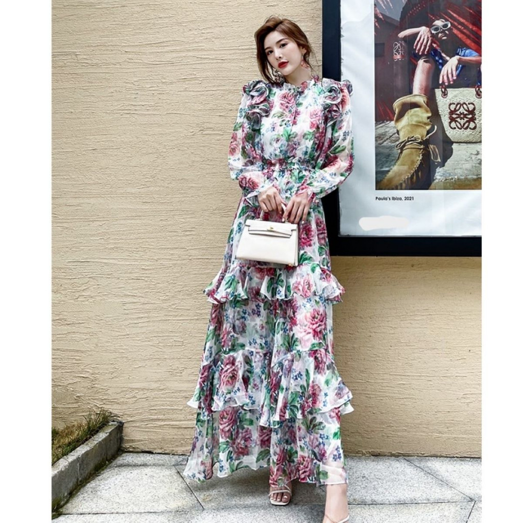 CERA - TM 98800 Dress Maxi SAFARA Ruffle Tiered Import