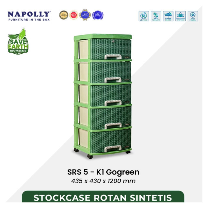 SRS 500 K1 napolly - RAK LACI CABINET RODA / Laci Napolly Cabinet 5 susun / Rak Plastik / Laci Plast
