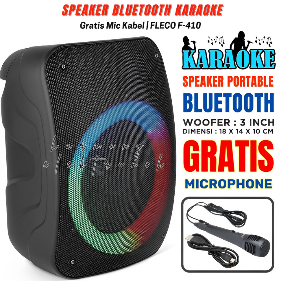 serba cod Speaker Karaoke Gratis Mic Fleco F-410 - Speaker Bluetooth Fleco 410 | Speaker Bluetooth F