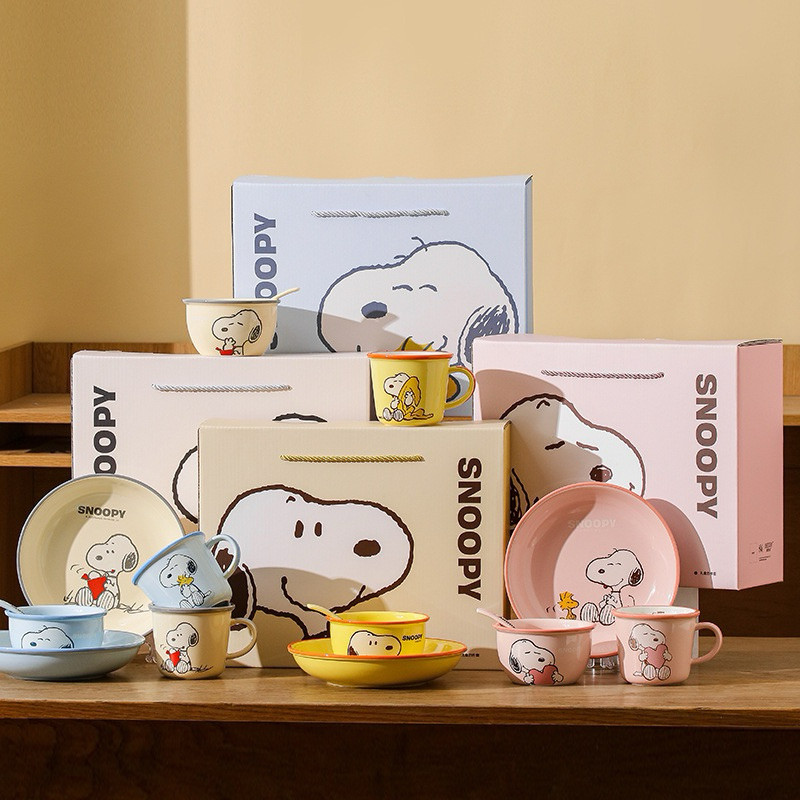 Snoopy Tableware Set 4in1 | Set Gift Box Ceramic Tableware Piring Mangkok Mug Sendok